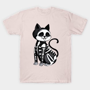 Scheleton costumed cat T-Shirt